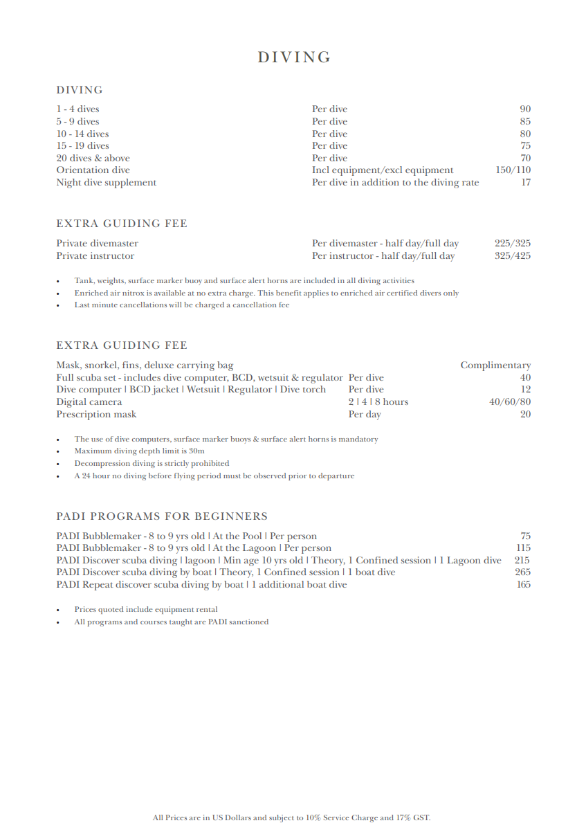 InterContinental-Maldives-Resort-Activity-Price-List-3